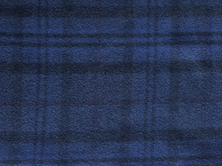 Double-Faced Maritime Navy & Black Plaid Wool Coating (Made in Italy)