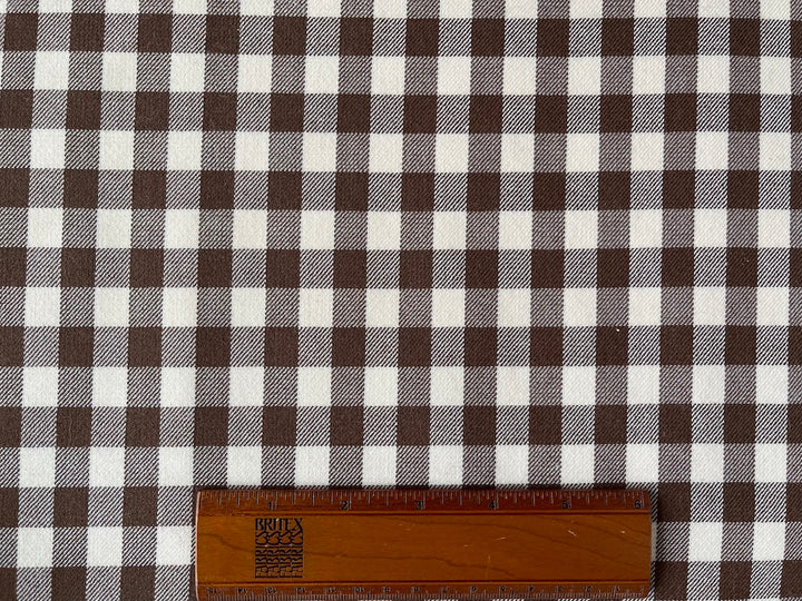 Handsome Checked Milk Chocolate & Soft White Double-Faced Wool Coating (Made in Italy)