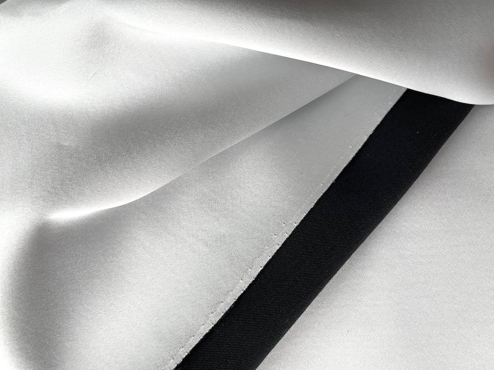 Dramatic Double-Faced Black Wool & White Satin Wool (Made in Italy)