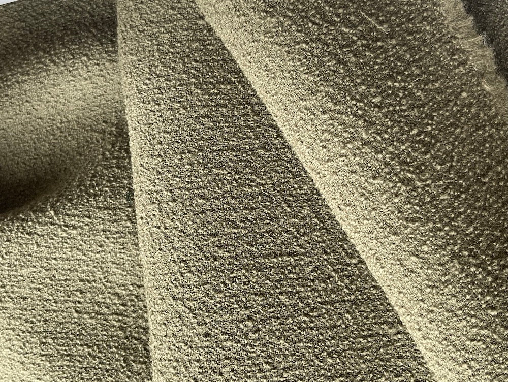 High-End Olivey Moss Wool Crepe Coating (Made in Italy)