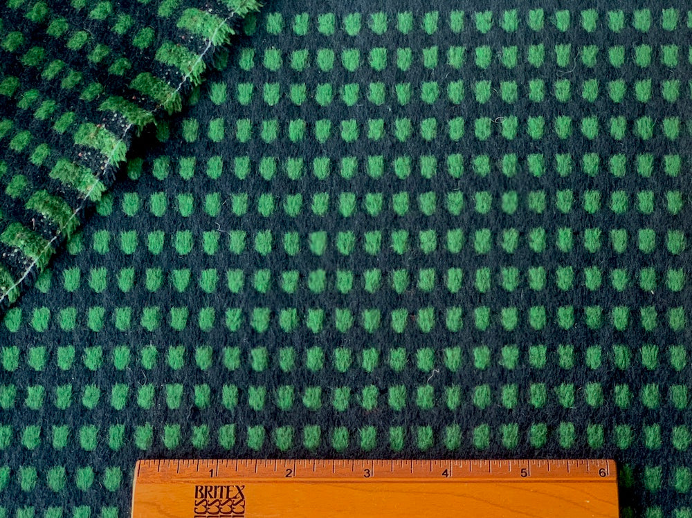 Pine Green Dotted Wool Blend Coating