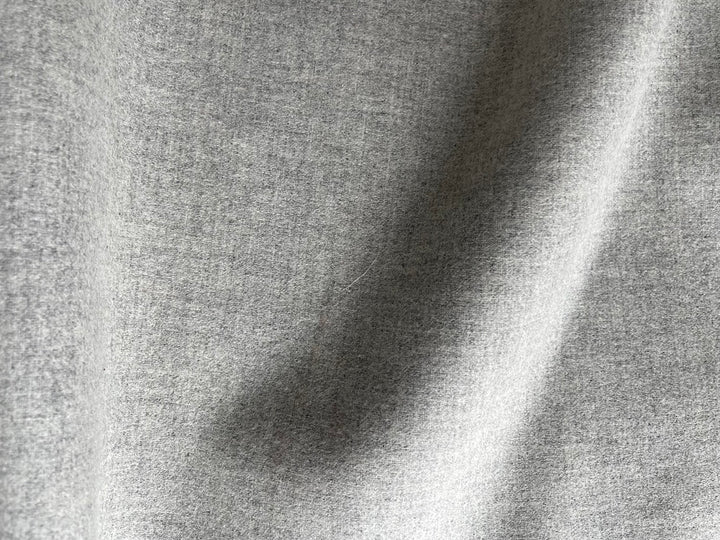 Pearl Grey Stretch Wool Blend Melton Coating