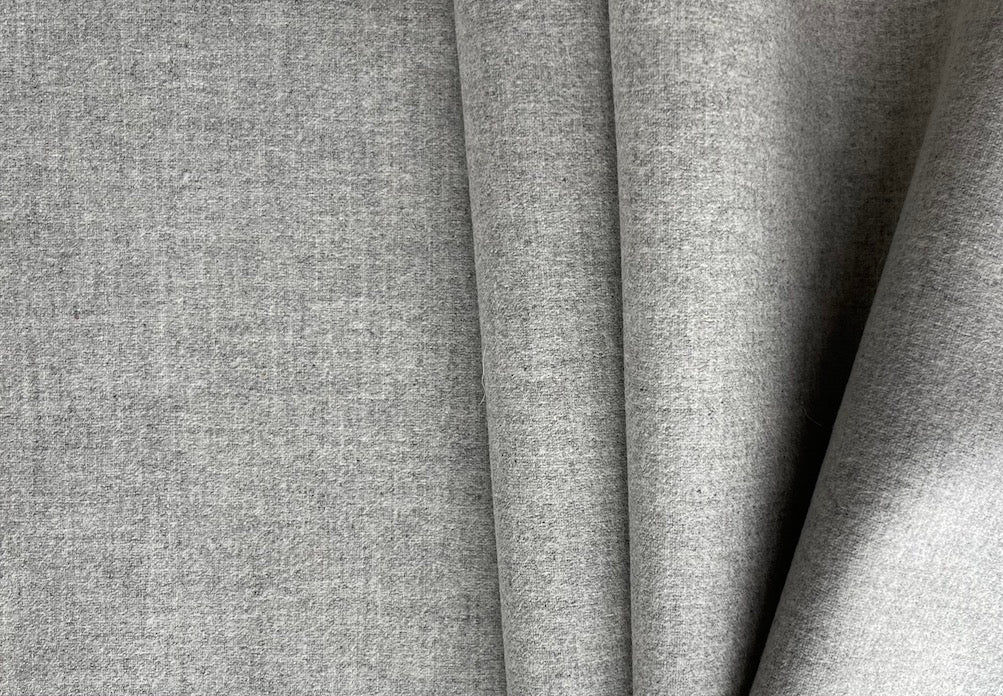 Pearl Grey Stretch Wool Blend Melton Coating