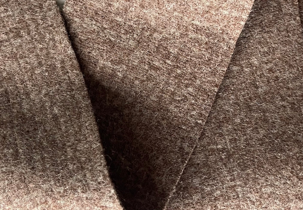 Water Resistant Mélange of Coffee Felted Wool Melton Coating (Made in Austria)