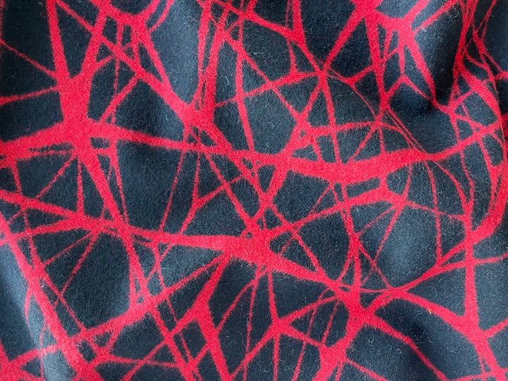 Hugo Boss Reversible Cherry & Black String Art Wool Blend Melton Coating (Made in Italy)