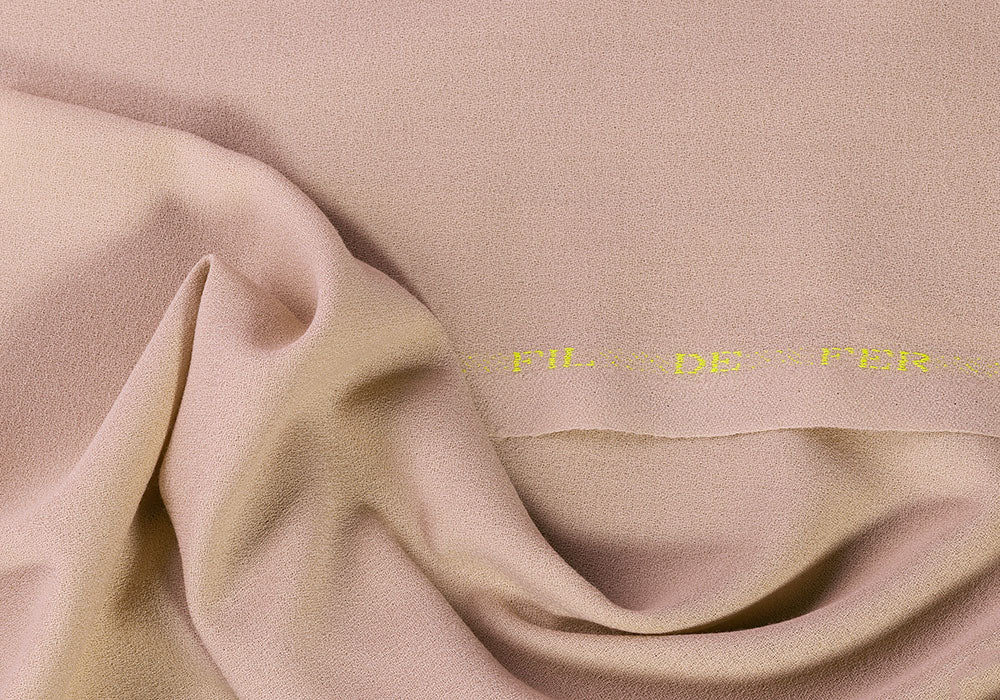 Selvedged Rosey Beige Wool Crepe (Made in Italy)