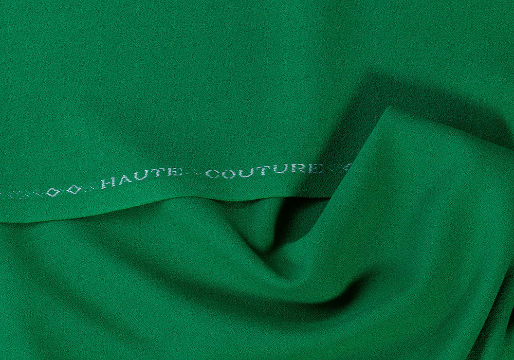 Selvedged Emerald Green Wool Crepe (Made in Italy)
