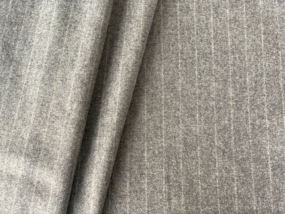 Shadow Striped Grey Wool Flannel (Made in Italy)