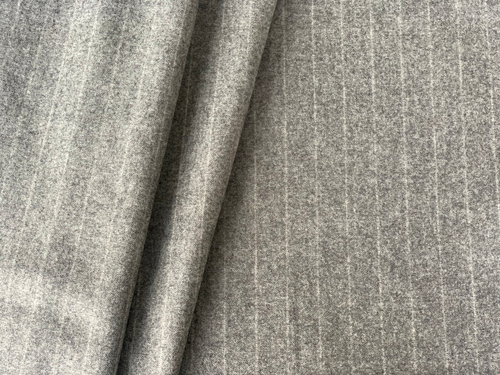 Shadow Striped Grey Wool Flannel (Made in Italy)