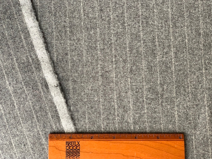 Shadow Striped Grey Wool Flannel (Made in Italy)
