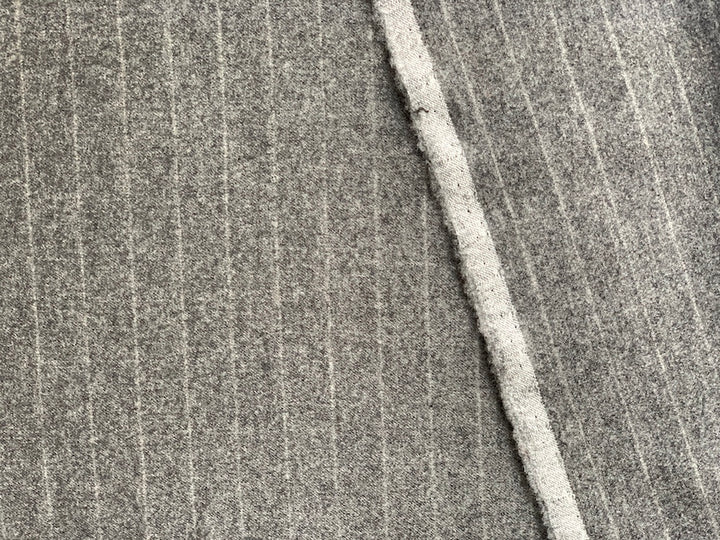 Shadow Striped Grey Wool Flannel (Made in Italy)