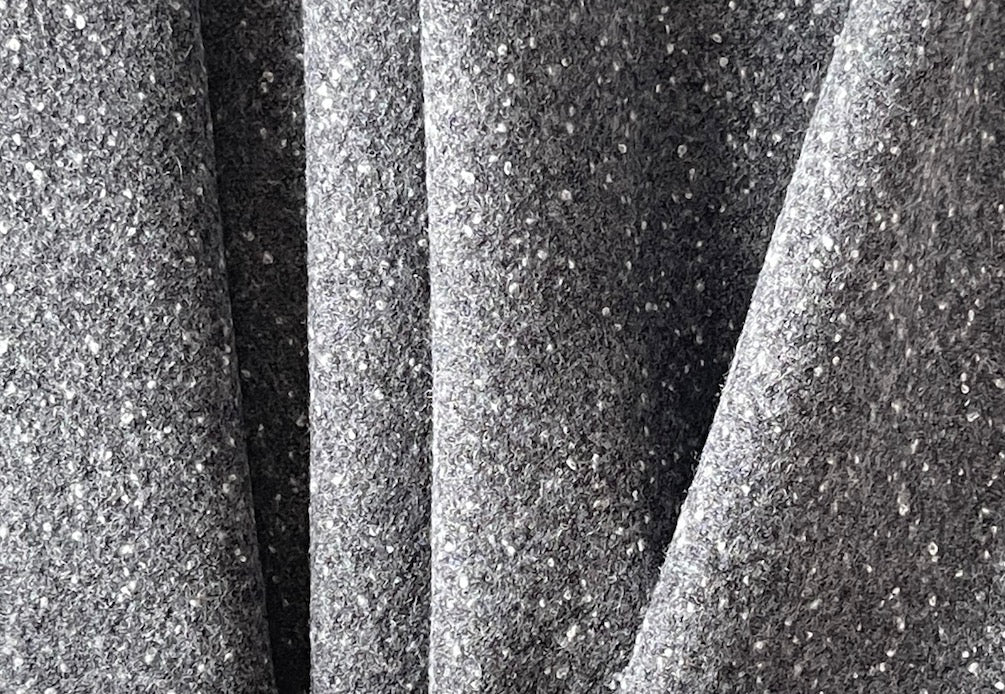 Wool Fabric, Flecked Smoked Mackerel Grey Stretch Wool Flannel