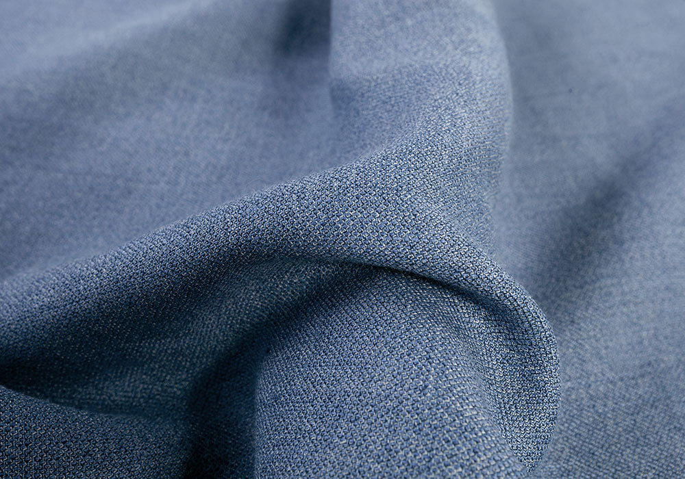 Designer Heather Denim Blue Wool, Silk & Linen Suiting (Made in Italy)