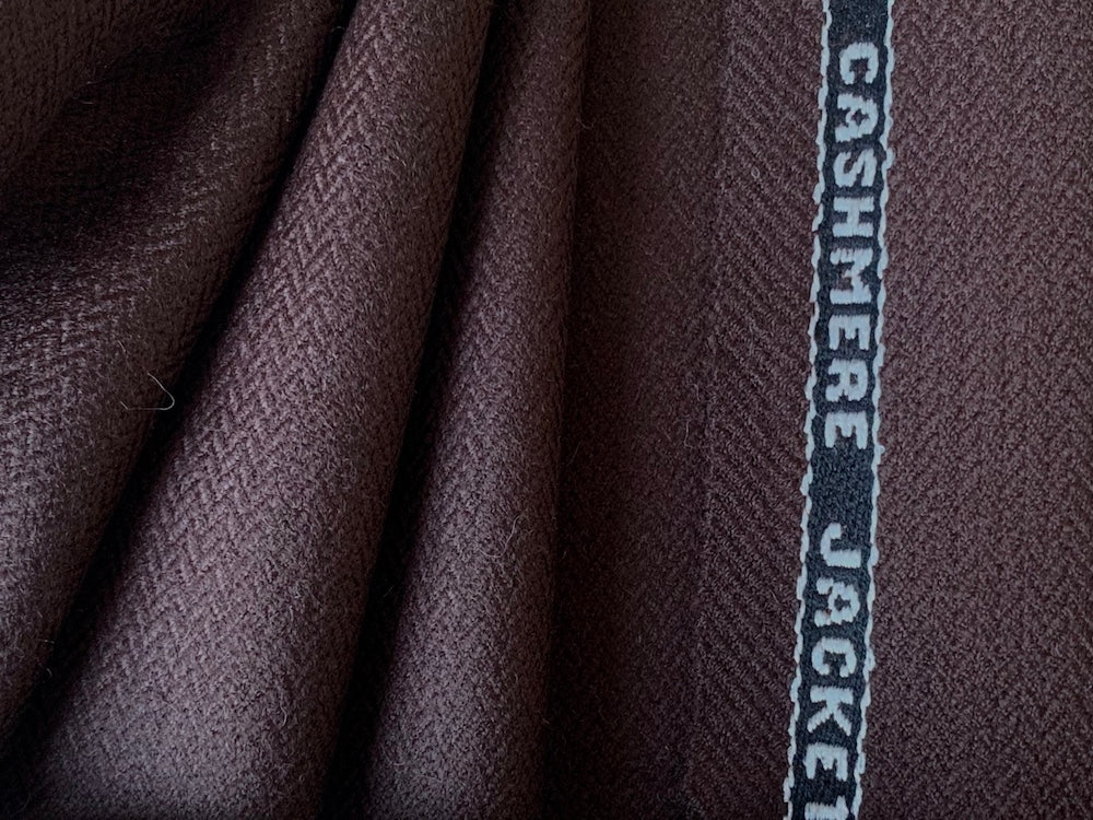 Selvedged Mahogany Herringbone Cashmere Jacketing (Made in England)