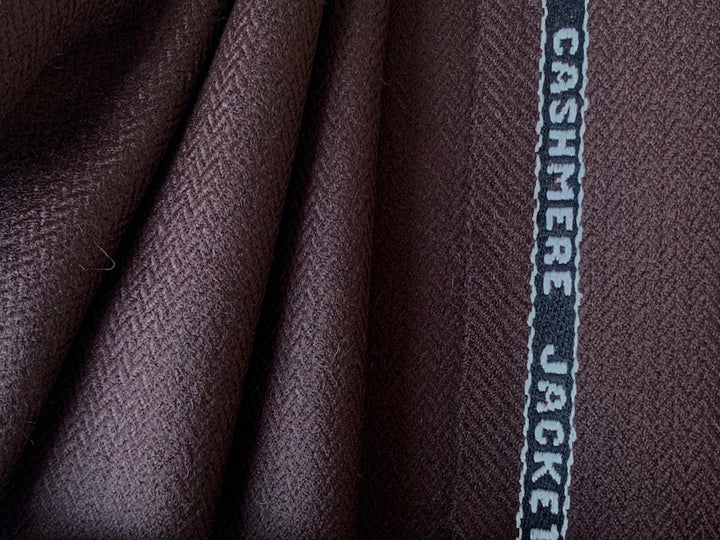Selvedged Mahogany Herringbone Cashmere Jacketing (Made in England)