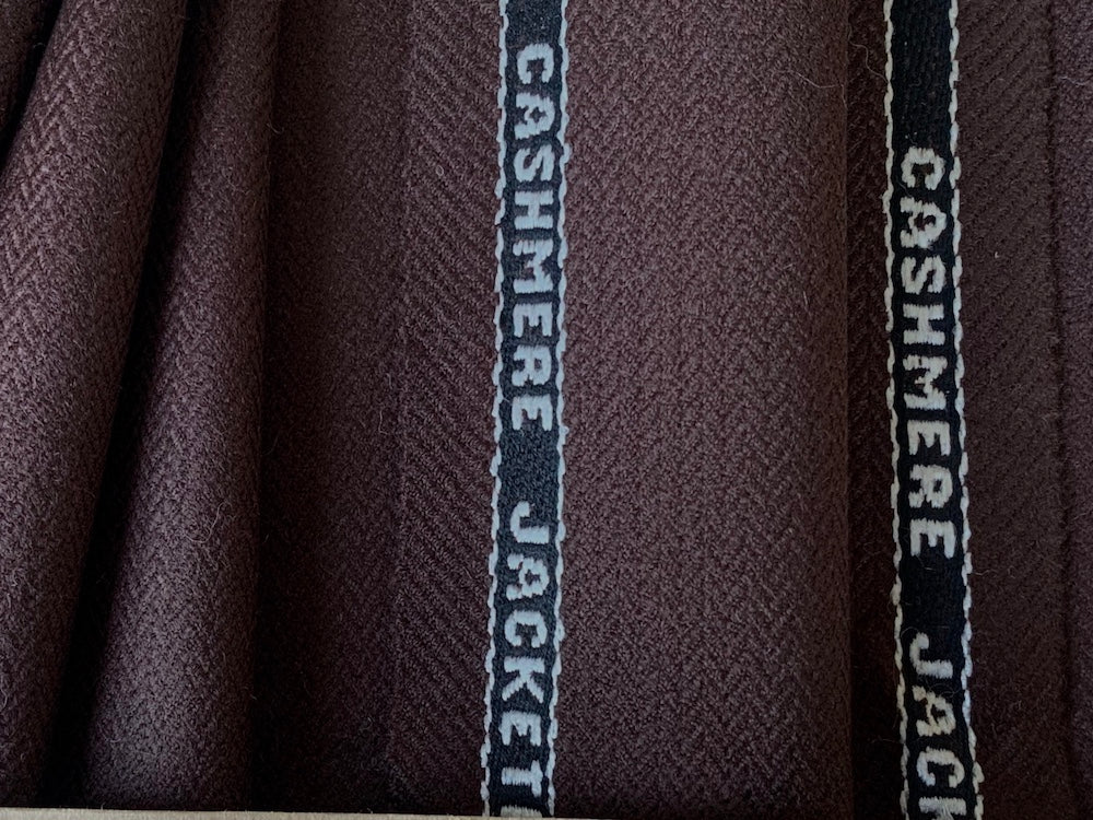 Selvedged Mahogany Herringbone Cashmere Jacketing (Made in England)
