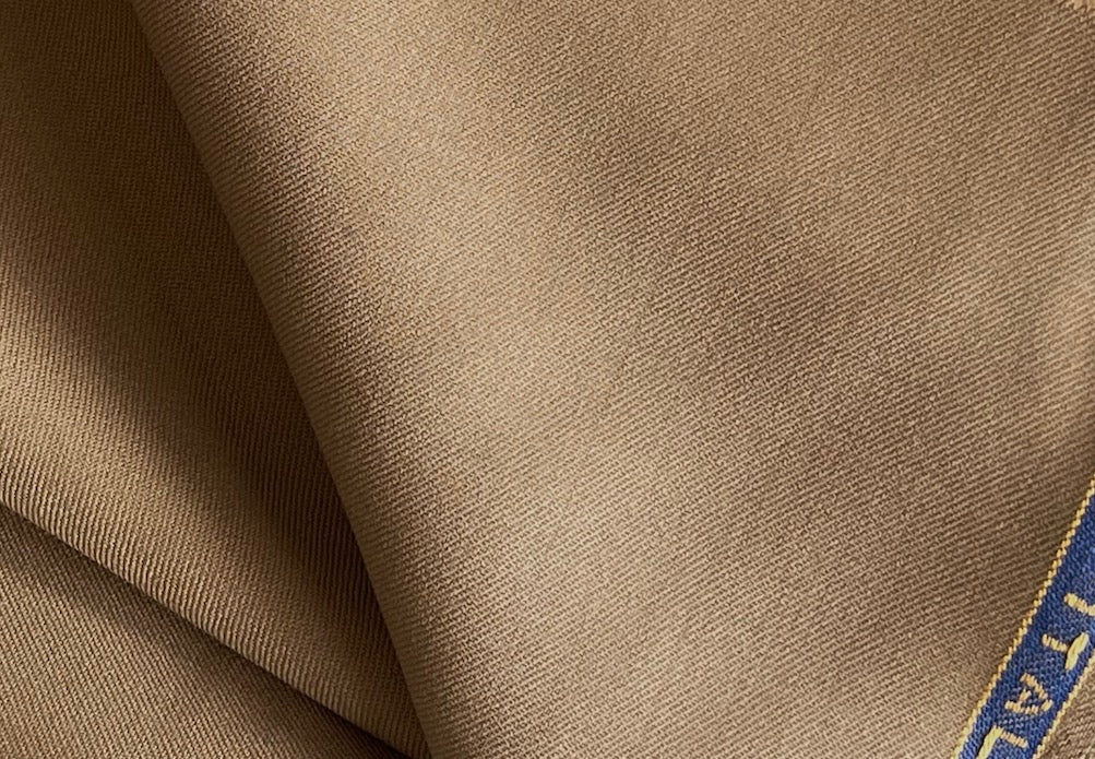 Camel Super 120s Selvedged Wool gabardine Suiting  (Made in Italy)
