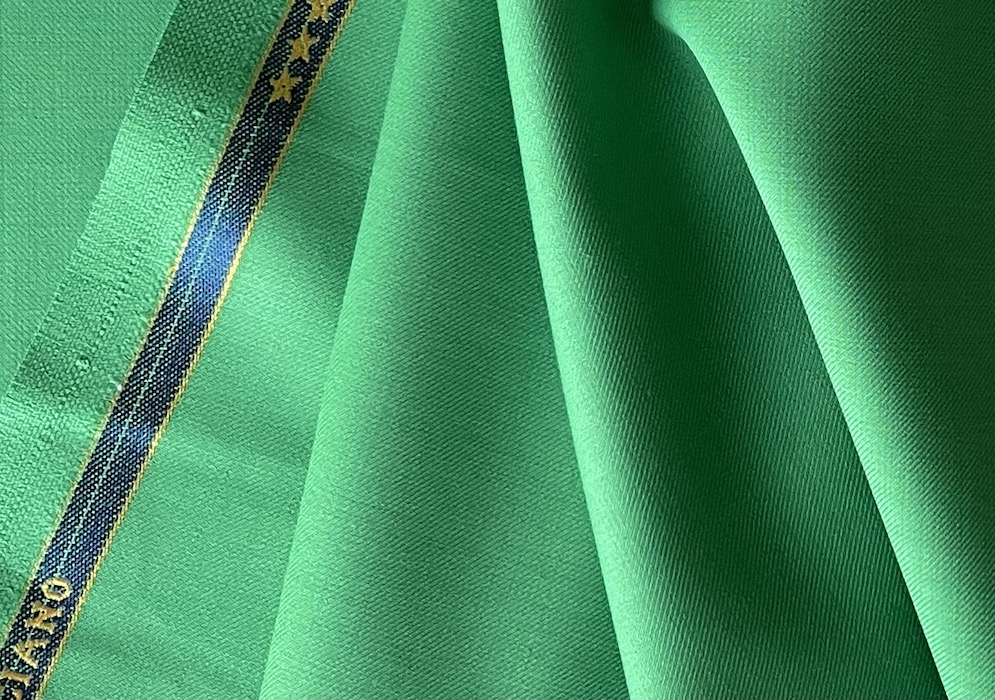 Luciano Brunelli Lush Emerald Selvedged  Wool Twill Suiting  (Made in Italy)
