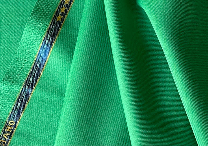 Luciano Brunelli Lush Emerald Selvedged  Wool Twill Suiting  (Made in Italy)