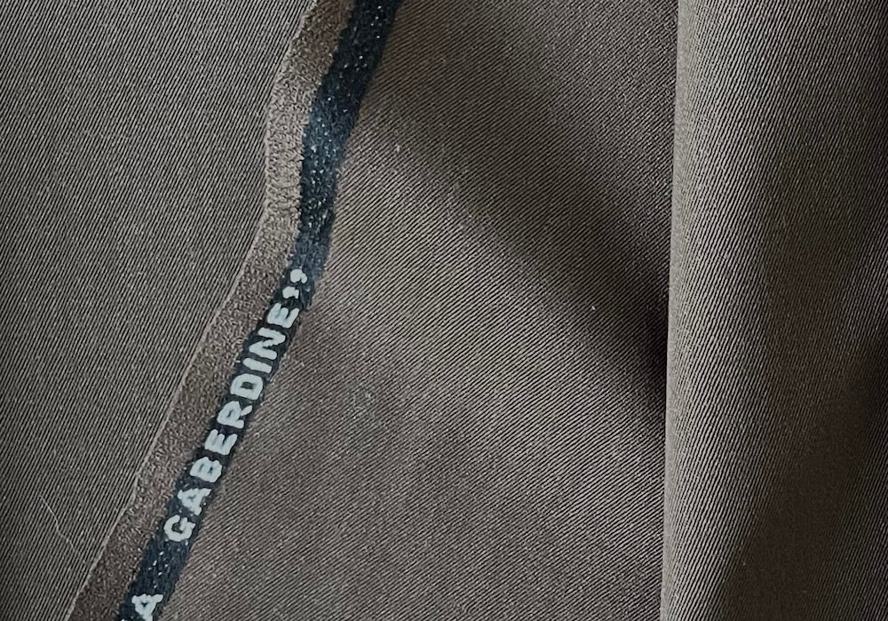 Wool Fabric, Selvedged Walnut Brown Worsted Wool Gabardine (Made