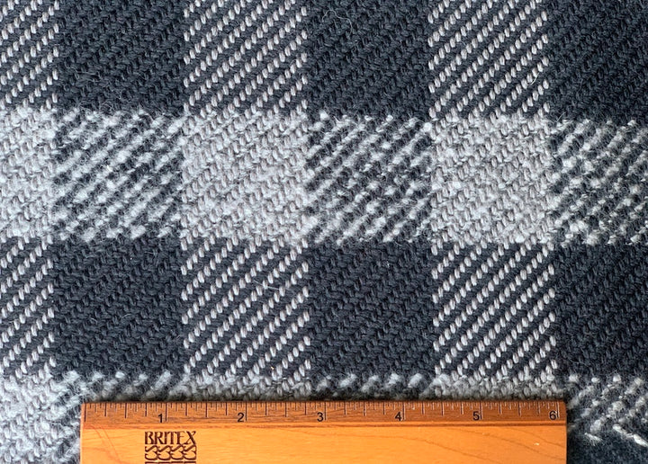 Buttery Soft Carbon Checked Wool & Alpaca Bouclé Coating (Made in Italy)