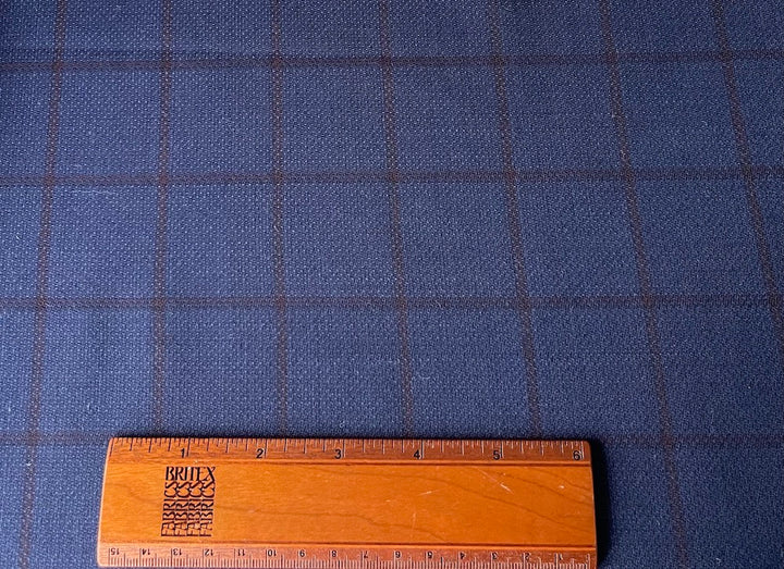 Selvedged Royal Windowpane Plaid Stretch Wool  (Made in Turkey)
