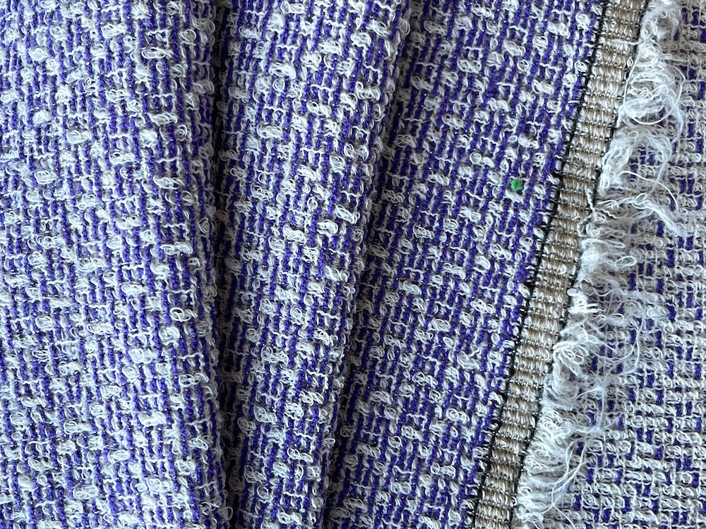 Intricate Loosely-Woven Purpled Sapphire & White Wool Blend (Made in Italy)