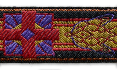 3/4" Chrimson & Gold  Woven Jacquard Ribbon