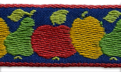 3/4" Navy Tutti-Frutti Woven Ribbon