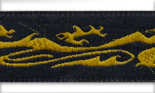 3/4" Golden Abstract Dragon Woven Ribbon