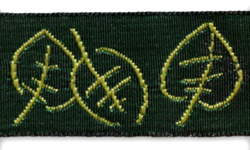 3/4" Sketched Leaves Woven Cotton Ribbon (Made in Switzerland)