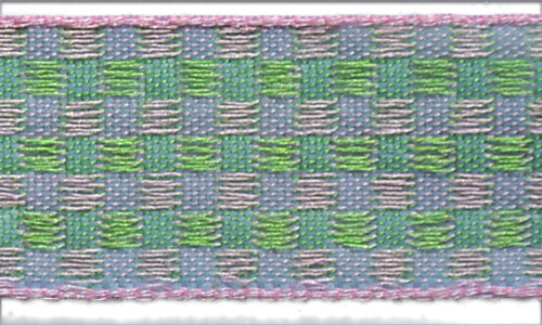 1" Leafy Checkerboard Woven Ribbon